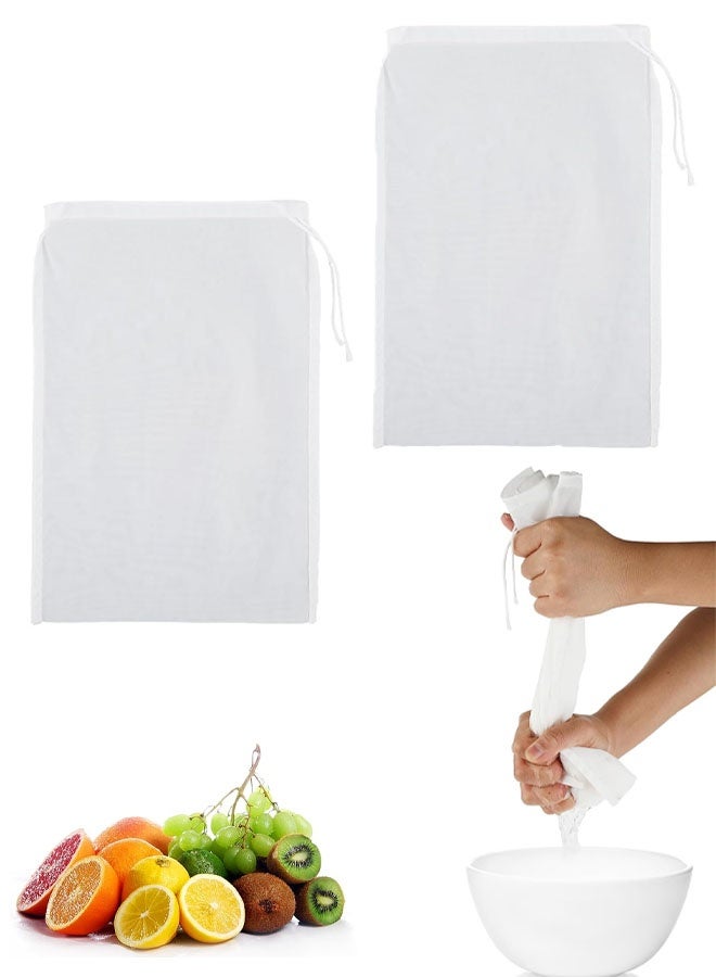 2Pack Nylon Nut Milk Bag Fine Mesh Cheese Cloth Multiple Usage Reusable Food Strainer Professional Cold Brew Filter for Straining Juice Coffee Yogurt Tea - Image 1